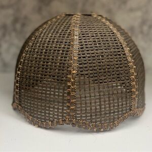 Vintage Wicker Rattan Lampshade, Mid-Century Modern Scalloped Dome